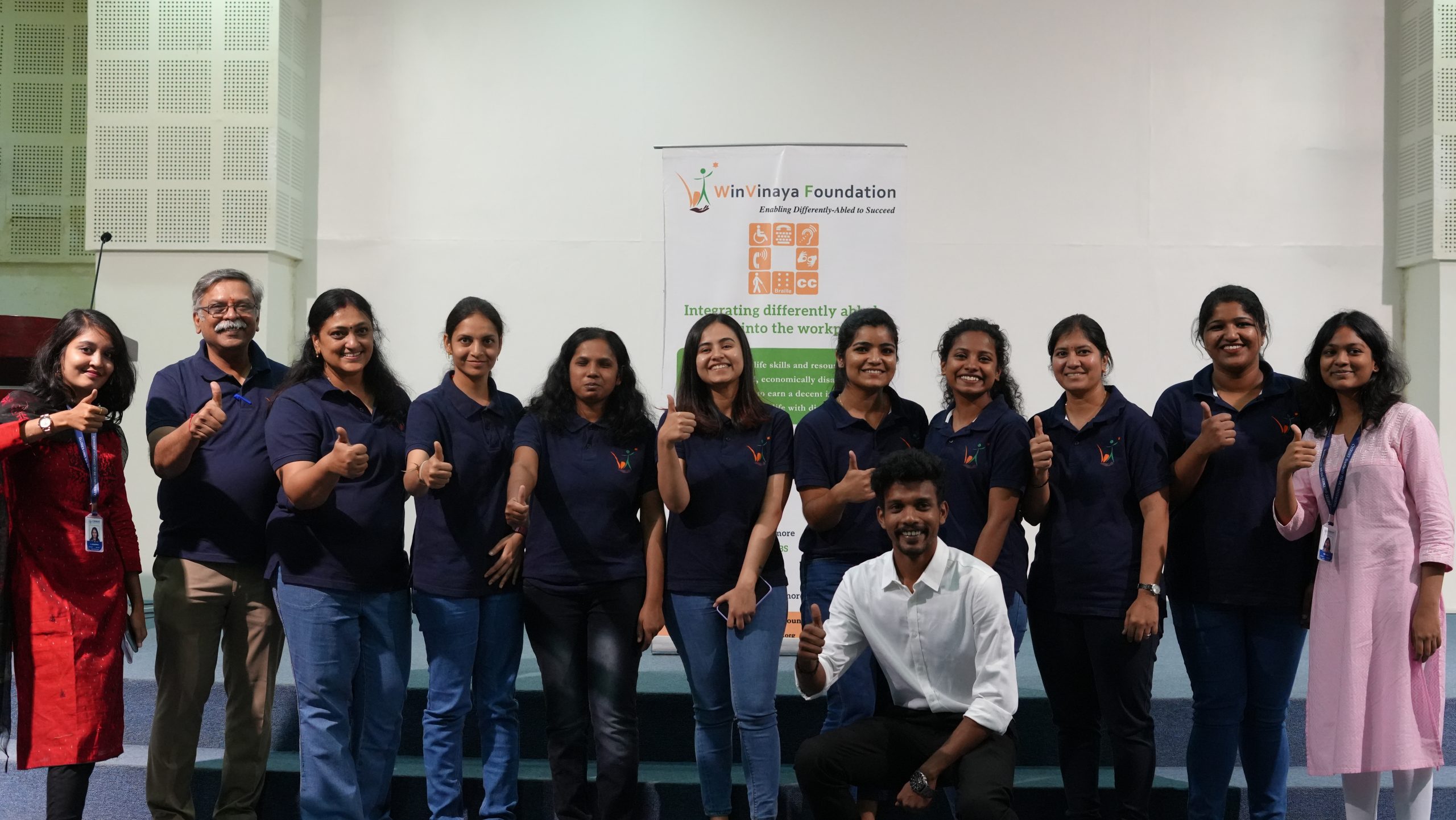 Team WinVinaya posing for a photo during the session at Christ University